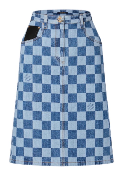 Louis Vuitton Dresses & Skirts - Louis Vuitton Blue Checkered Denim A-Line Skirt